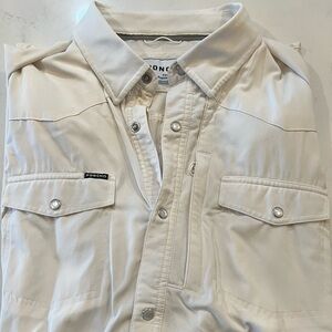 Men’s short sleeve shirt button down pearl snap. Performance meets western.